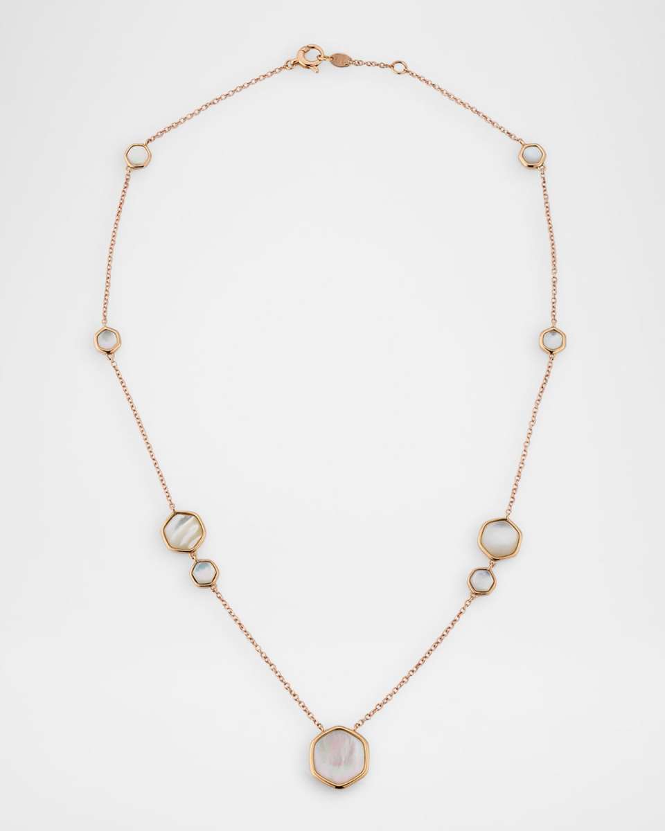 18K Rose Gold Diamond and Mother-Of-Pearl Necklace